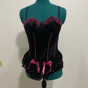 Frederick’s of Hollywood Black and Pink Corset Top